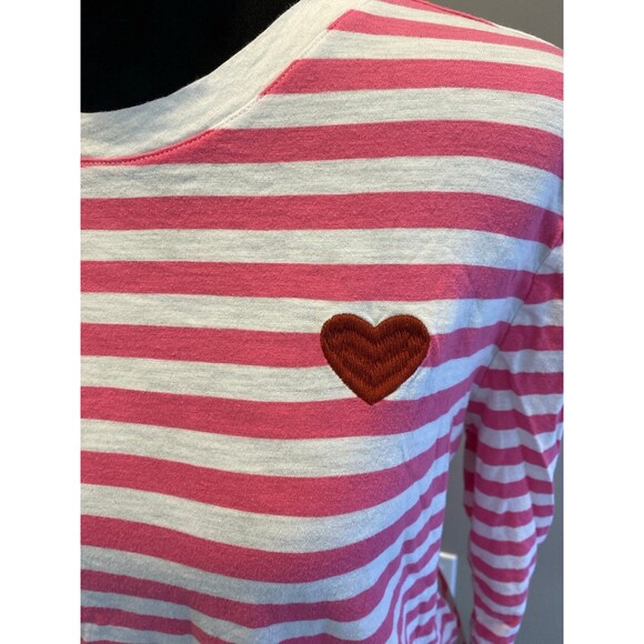 Loft Long Sleeve T Shirt Size XL Top Pink White Stripes 100% Cotton + Stretch - Picture 3 of 9